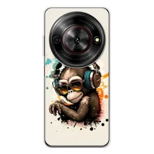 Чехол с Обезьянами ZTE Nubia Focus 5G - (AlphaPrint) (Макака в наушниках)