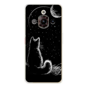 Чехол с принтом для ZTE Nubia Focus Pro (AlphaPrint) Модные коты (Котик и луна)