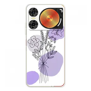Силиконовый чехол с принтом в цветах на ZTE Nubia Music 2 (Букет фиолетовая абстракция)