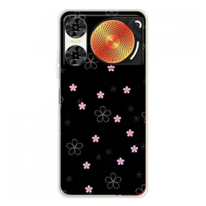Чехол с розовым рисунком для ZTE Nubia Music 2 (Розовые цветы на черном)