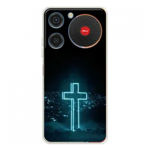 Чехол для ZTE Nubia Music (AlphaPrint) - (Христианские) (Крест и город)