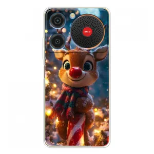 Яркий чехол для ZTE Nubia Music с Зимними Оленятами (Олень с шарфом)