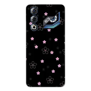 Чехол с розовым рисунком для ZTE Nubia Neo 3 GT (Розовые цветы на черном)
