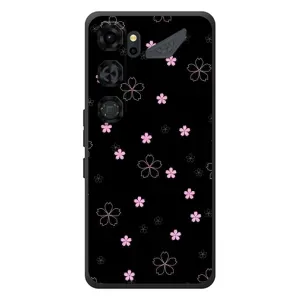 Чехол с розовым рисунком для ZTE Nubia Neo 5 GT 5G (Розовые цветы на черном)