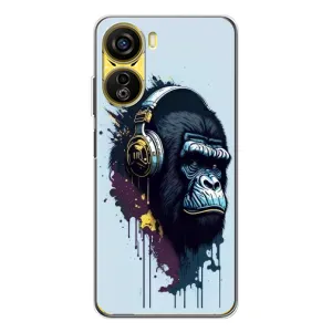 Чехол с Обезьянами ZTE Nubia Neo 5G - (AlphaPrint) (Горилла в наушниках)