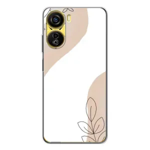 Силиконовый чехол с принтом в цветах на ZTE Nubia Neo 5G (Нюдовая веточка абстракция)