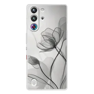 Чехол с цветочным принтом на ZTE Нюбия РедМаджик 10 Про (Черные цветы)