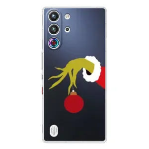 Зимні Чохли для ZTE Нyбiя РedМаgіc 10 Про - прозорий фон (Грінч з іграшкою)