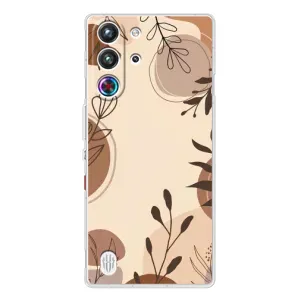 Чехол с цветочным принтом на ZTE Нюбия РедМаджик 10 Про (Коричневые цветы)