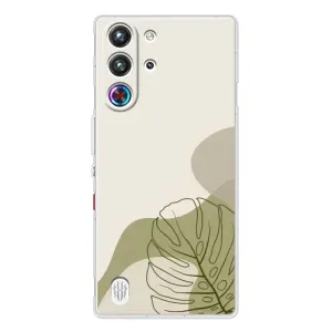 Силиконовый чехол с принтом в цветах на ZTE Nubia RedMagic 10 Pro (Зеленая монстера дизайн)