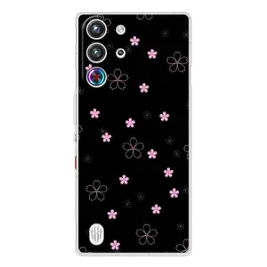 Чохол з розовим принтом для ZTE Nubia RedMagic 10 Pro (Рожеві квіти на чорному)
