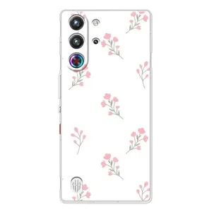 Чехол с цветочным принтом на ZTE Нюбия РедМаджик 10 Про (Розовые цветы)