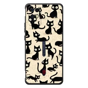 Чехол с рисунком кот на ZTE Nubia RedMagic 6R (Черные коты)