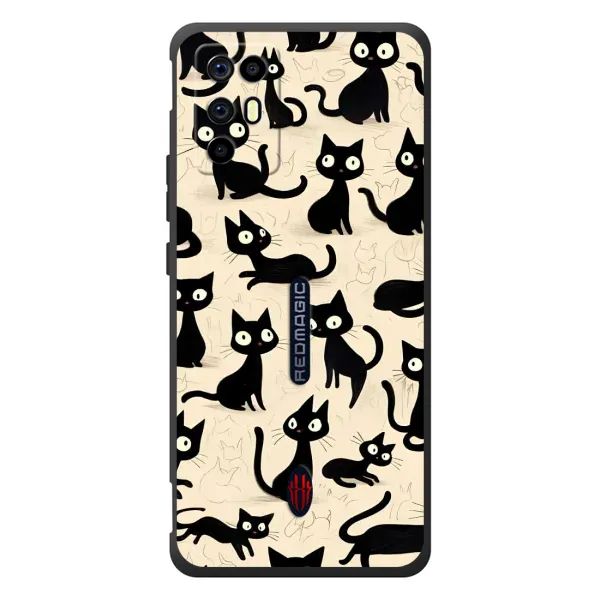 Чехол с принтом «Черные коты» для ZTE Nubia RedMagic 6R