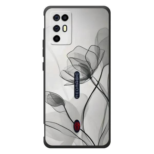 Чехол с принтом «Черные цветы» для ZTE Nubia RedMagic 6R