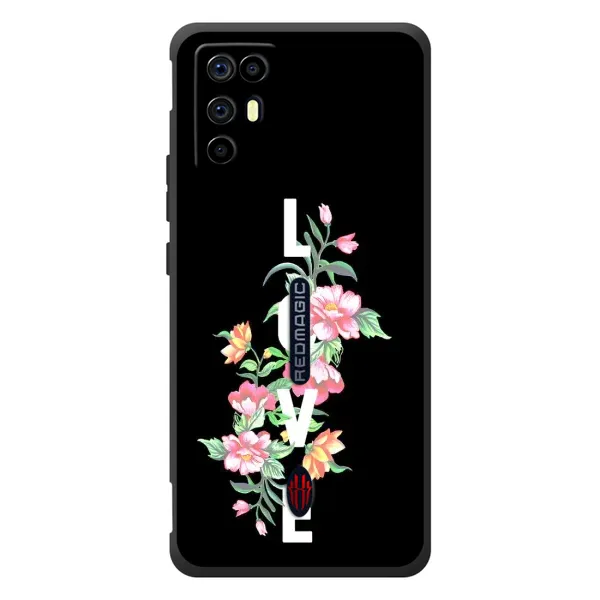 Чехол с принтом «Цветы LOVE» для ZTE Nubia RedMagic 6R Чехол с принтом «Цветы LOVE» для ZTE Nubia RedMagic 6R