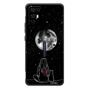 Чехол с рисунком кот на ZTE Nubia RedMagic 6R (Девушка с котом)