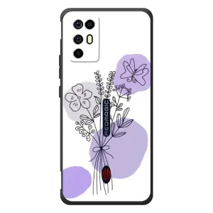 Силиконовый чехол с принтом в цветах на ZTE Nubia RedMagic 6R (Букет фиолетовая абстракция)