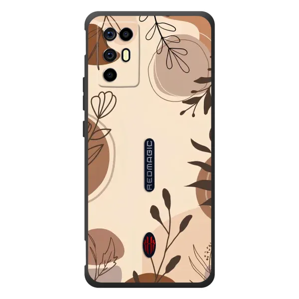 Чехол с принтом «Коричневые цветы» для ZTE Nubia RedMagic 6R