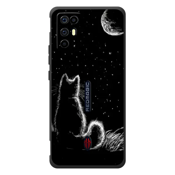 Чехол с принтом «Котик и луна» для ZTE Nubia RedMagic 6R
