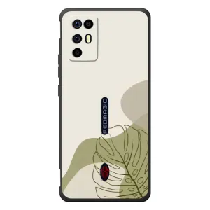 Силиконовый чехол с принтом в цветах на ZTE Nubia RedMagic 6R (Зеленая монстера дизайн)