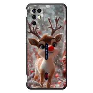 Яркий чехол для ZTE Nubia RedMagic 6R с Зимними Оленятами (Олень с носом)