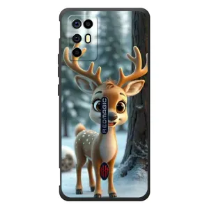 Яркий чехол для ZTE Nubia RedMagic 6R с Зимними Оленятами (Олененок в лесу)