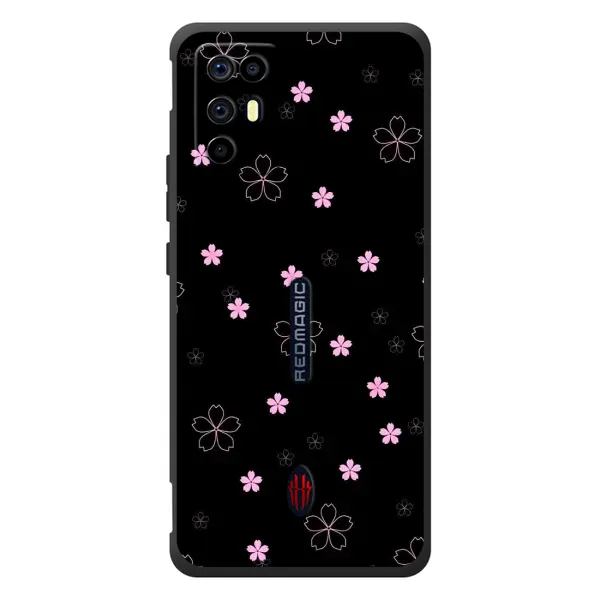 Чехол с принтом «Розовые цветы на черном» для ZTE Nubia RedMagic 6R