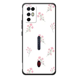 Чехол с розовым рисунком для ZTE Nubia RedMagic 6R (Розовые цветы)