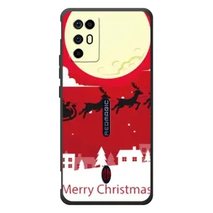 Рождественские Чехлы для ZTE Nubia RedMagic 6R (VPrint) (Санта с оленями)