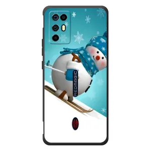 Новогодние Чехлы для ЗТЕ Нубия РедМэджик 6Р (VPrint) (Снеговик на лыжах)