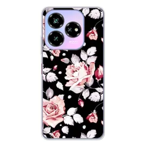 Чехлы с Цветами для ZTE Nubia V60 Design (VPrint) (Цветочки на черном)