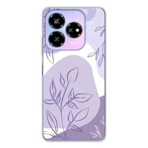 Силиконовый чехол с принтом в цветах на ZTE Nubia V60 Design (Фиолетовые листья абстракция)