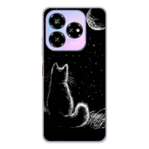 Чехол с принтом для ZTE Nubia V60 Design (AlphaPrint) Модные коты (Котик и луна)