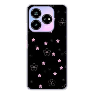 Чохол з розовим принтом для ZTE Nubia V60 Design (Рожеві квіти на чорному)