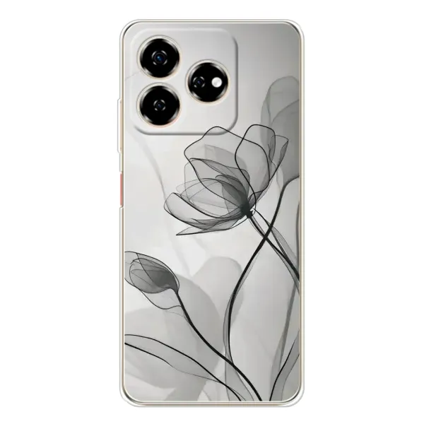 Чехол с принтом «Черные цветы» для ZTE Nubia V60