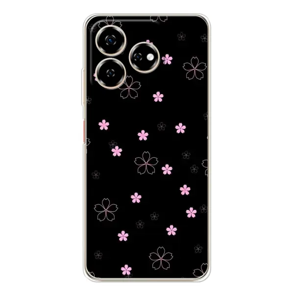 Чехол с принтом «Розовые цветы на черном» для ZTE Nubia V60
