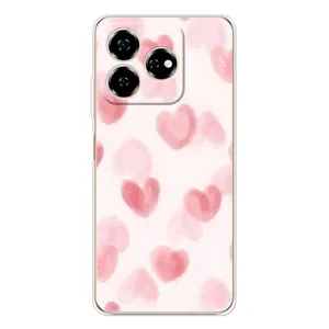 Чехол с розовым рисунком для ZTE Nubia V60 (Розовые сердечки)