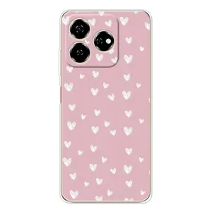 Чехол с розовым рисунком для ZTE Nubia V60 (Сердечки на розовом)