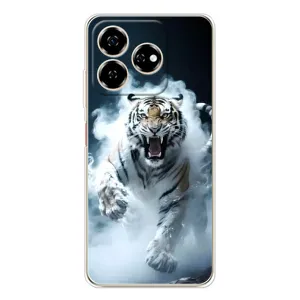 Чохол з картинкою 'Хижаки' для ZTE Nubia V60 (Білий тигр у диму)