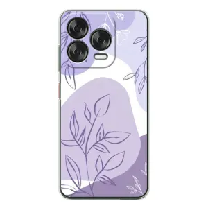 Силконовий чохол з принтом в квітах на ZTE Nubia V70 Design (Фіолетове листя абстракція)