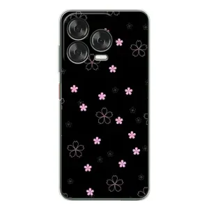 Чохол з розовим принтом для ZTE Nubia V70 Design (Рожеві квіти на чорному)