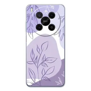Силиконовый чехол с принтом в цветах на ZTE Nubia V70 Max (Фиолетовые листья абстракция)