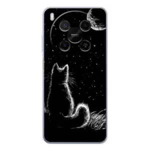 Чехол с принтом для ZTE Nubia V70 Max (AlphaPrint) Модные коты (Котик и луна)