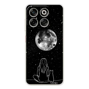 Чехол с рисунком кот на ZTE Nubia V70 (Девушка с котом)