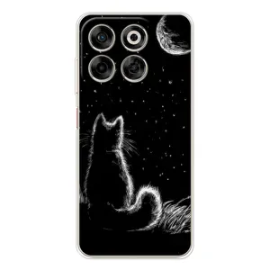 Чехол с принтом для ZTE Nubia V70 (AlphaPrint) Модные коты (Котик и луна)