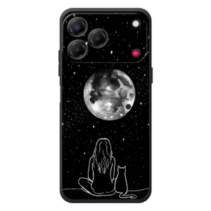 Чехол с рисунком кот на ZTE Nubia V80 Design (Девушка с котом)