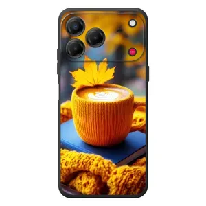 Чехол с уникальным дизайном «Осень с кофе» для ZTE Nubia V80 Design (Кофе на желтом пледе)