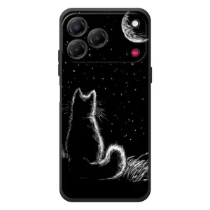 Чехол с принтом для ZTE Nubia V80 Design (AlphaPrint) Модные коты (Котик и луна)