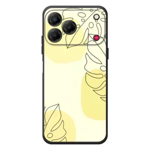 Силиконовый чехол с принтом в цветах на ZTE Nubia V80 Design (Желтая монстера арт)